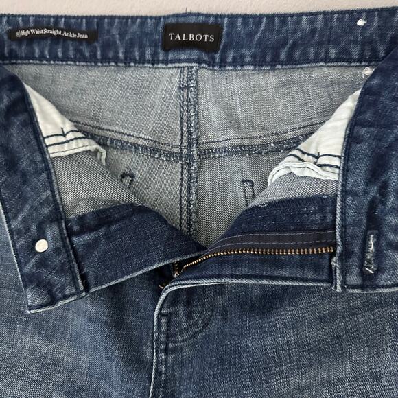 Talbots High Waist Straight Ankle Jeans Sz 8 Sequin Stripe Stardust Wash - Picture 8 of 16